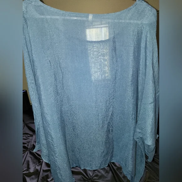 XXL blue batwing peasant top NWOT - Picture 3 of 4
